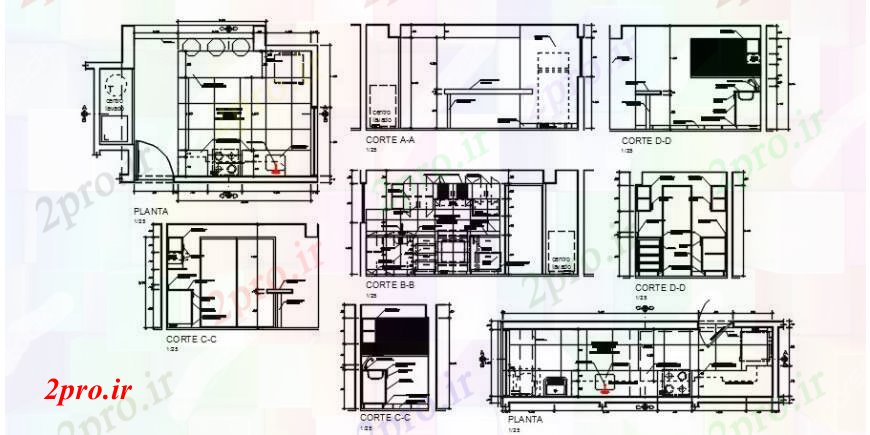 دانلود نقشه جزئیات طراحی ساخت آشپزخانه طرحی  از طراحی های آشپزخانه   اتوکد (کد104938)