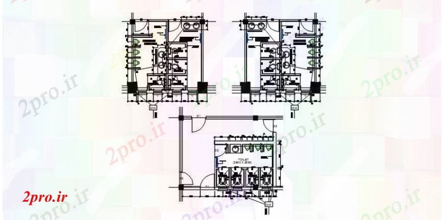 دانلود نقشه بلوک های بهداشتی طرحی دولتی توالت بهداشتی جزئیات نقشه ها 33 در 74 متر (کد104948)