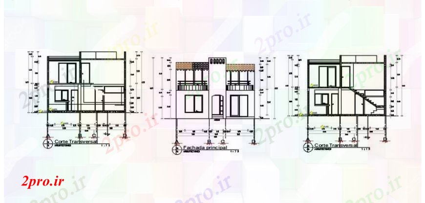 دانلود نقشه مسکونی ، ویلایی ، آپارتمان نما آپارتمان های مسکونی و بخش 10 در 20 متر (کد104949)