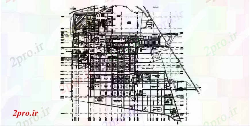 دانلود نقشه کارخانه صنعتی  ، کارگاه نقشه هایپالایشگاه ساختمان های صنعتی   طرحی طبقه  (کد104964)