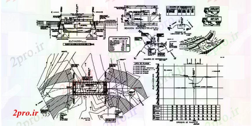 دانلود نقشه جزئیات ساخت پل طراحی  دو بعدی  از پروژه پل   خودرو (کد105020)