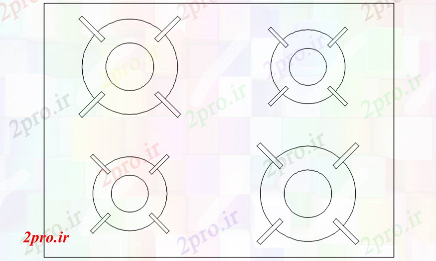 دانلود نقشه آشپزخانه پخت و پز اجاق گاز آشپزخانه با جزئیات آن (کد105060)