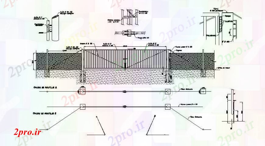 دانلود نقشه جزئیات ساخت و ساز طراحی های دروازه ورودی با دیوار ترکیب جزئیات  دو بعدی    اتوکد (کد105069)