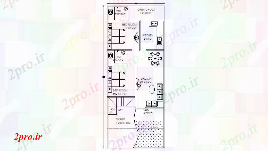 دانلود نقشه مسکونی  ، ویلایی ، آپارتمان  طراحی جزئیات از دو بعدی   دو BHK   آپارتمان   مسکن اتوکد (کد105080)