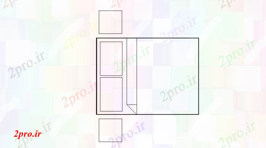 دانلود نقشه دو تخته  نما نشیمن از بلوک های تخت خواب دو نفره طرحی مبلمان  (کد105096)