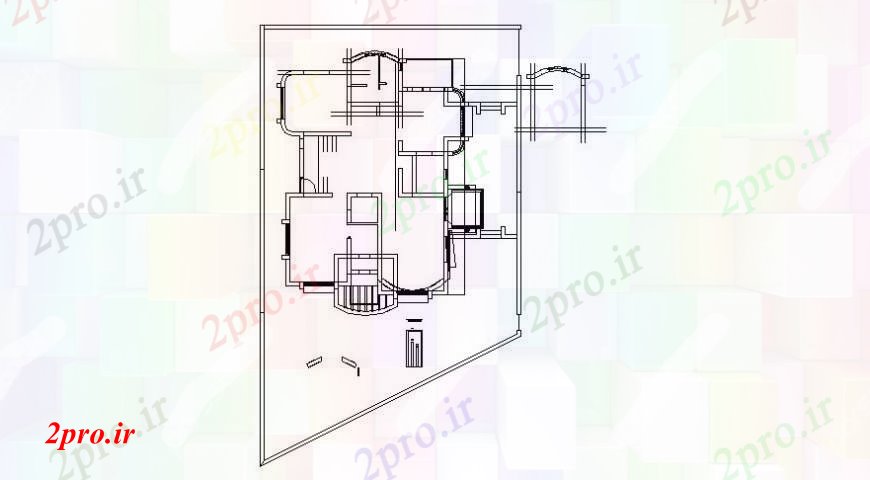 دانلود نقشه مسکونی ، ویلایی ، آپارتمان مسکن دو بعدی پلان کار 38 در 53 متر (کد105122)