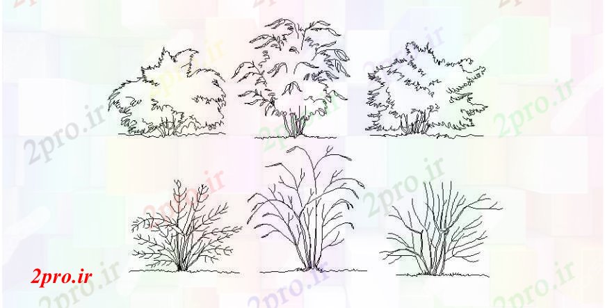 دانلود نقشه درختان و گیاهان گیاه درخت مشترک بلوک نما دو بعدی   (کد105125)