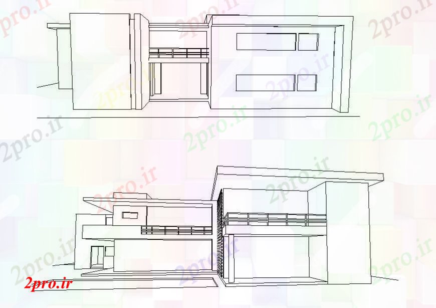 دانلود نقشه مسکونی  ، ویلایی ، آپارتمان  چشم انداز  از نما یک خانه ویلایی مدرن (کد105139)