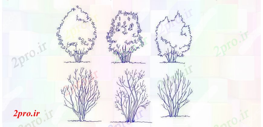 دانلود نقشه درختان و گیاهان درخت باغ  بلوک نما تزئینی  (کد105141)