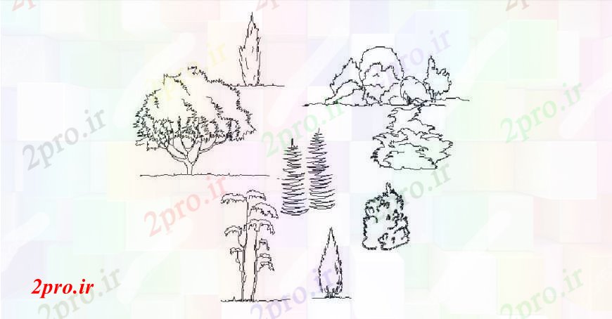 دانلود نقشه درختان و گیاهان درخت باغ  خلاق و گیاه دو بعدی  بلوک نما خودکار  (کد105144)