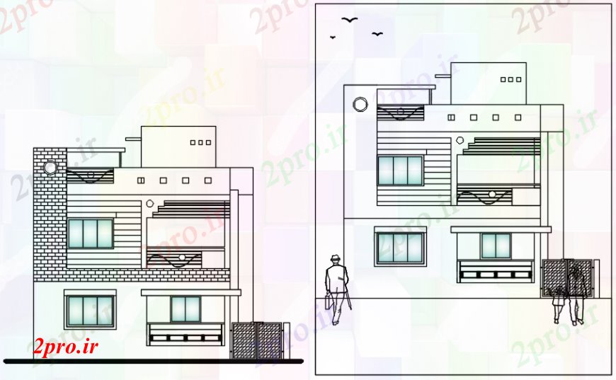 دانلود نقشه مسکونی  ، ویلایی ، آپارتمان  نما خانه های ویلایی در  اتوکد (کد105172)