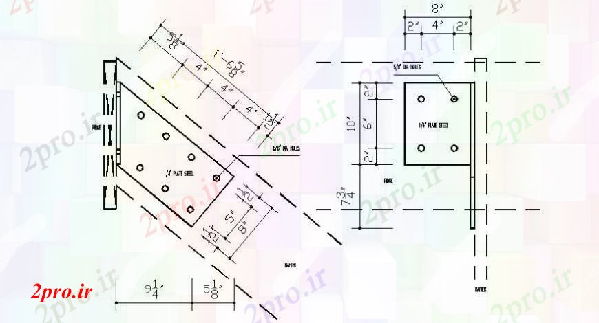 دانلود نقشه جزئیات ساخت و ساز  ورق فولاد بلوک  دو بعدی  ساخت و ساز اتوکد (کد105202)