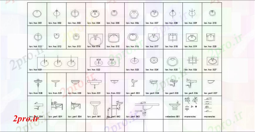 دانلود نقشه بلوک های بهداشتی حمام سینک بلوک نما چند  (کد105206)