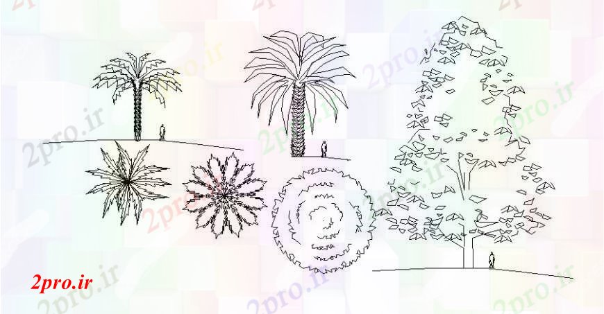 دانلود نقشه درختان و گیاهان درخت باغ  گیاه زیبا و دو بعدی  بلوک نما  (کد105216)