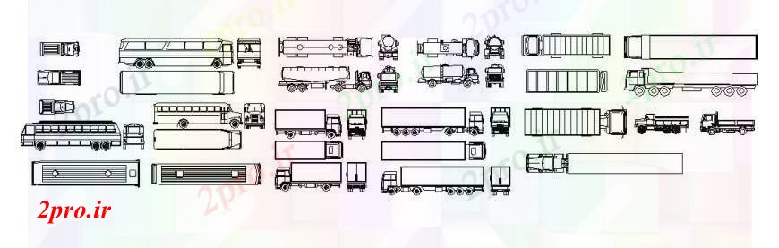 دانلود نقشه بلوک وسایل نقلیه کامیون دیگر و بلوک های وسیله نقلیه  سنگین  (کد105220)
