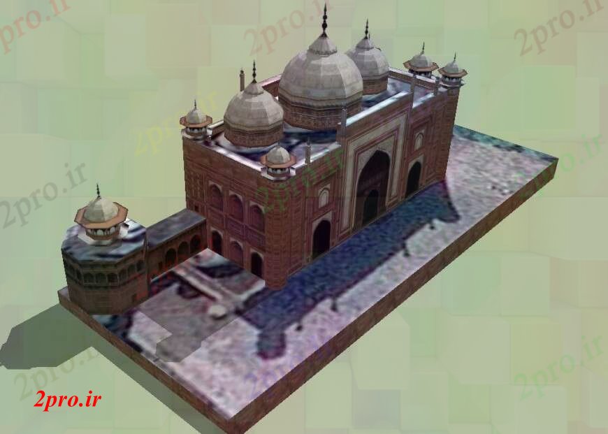 دانلود نقشه کلیسا - معبد - مکان مذهبی نما تریدی از یک مسجد جزئیات (کد105240)