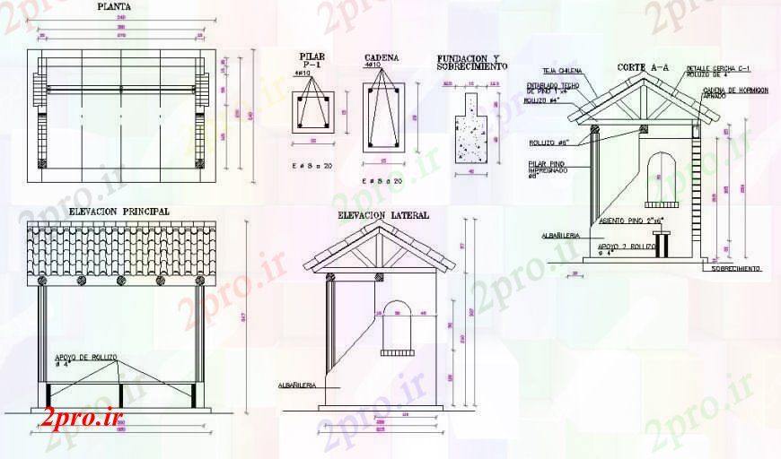 دانلود نقشه مسکونی  ، ویلایی ، آپارتمان  خانه پروژه سقف   (کد105244)