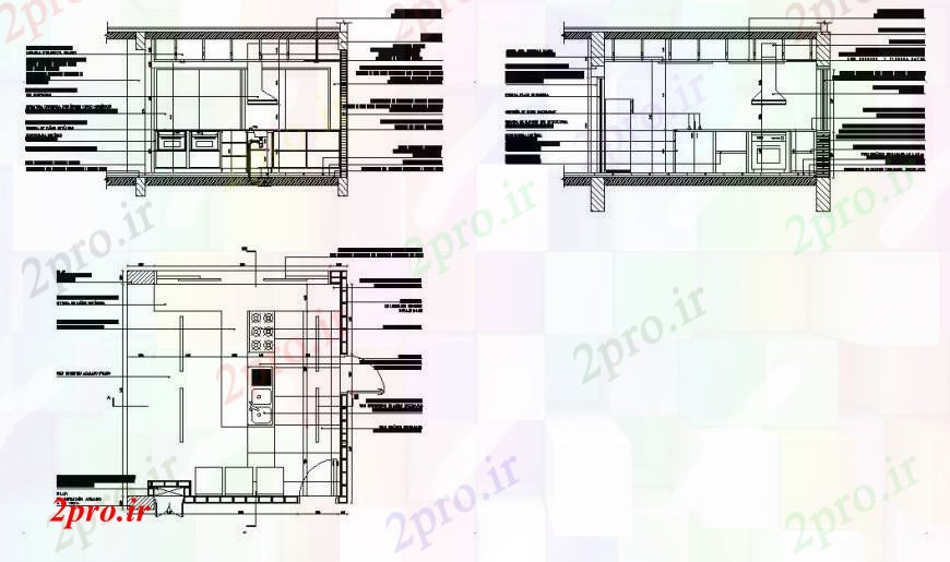 دانلود نقشه آشپزخانه آشپزخانه مدل ارتقاء مقطعی (کد105246)