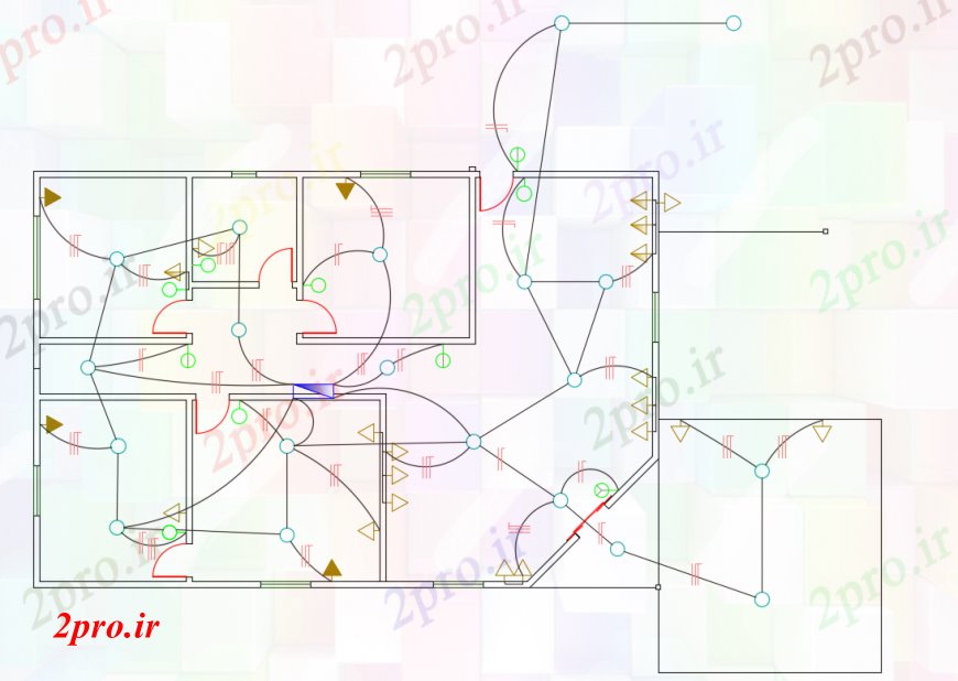 دانلود نقشه اتوماسیون و نقشه های برق طرحی برق دراز کردن جزئیات در 9 در 15 متر (کد105253)