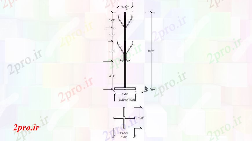 دانلود نقشه بلوک ، آرام ، نماد طرحی و نما آویز لباس  دو بعدی    اتوکد (کد105265)