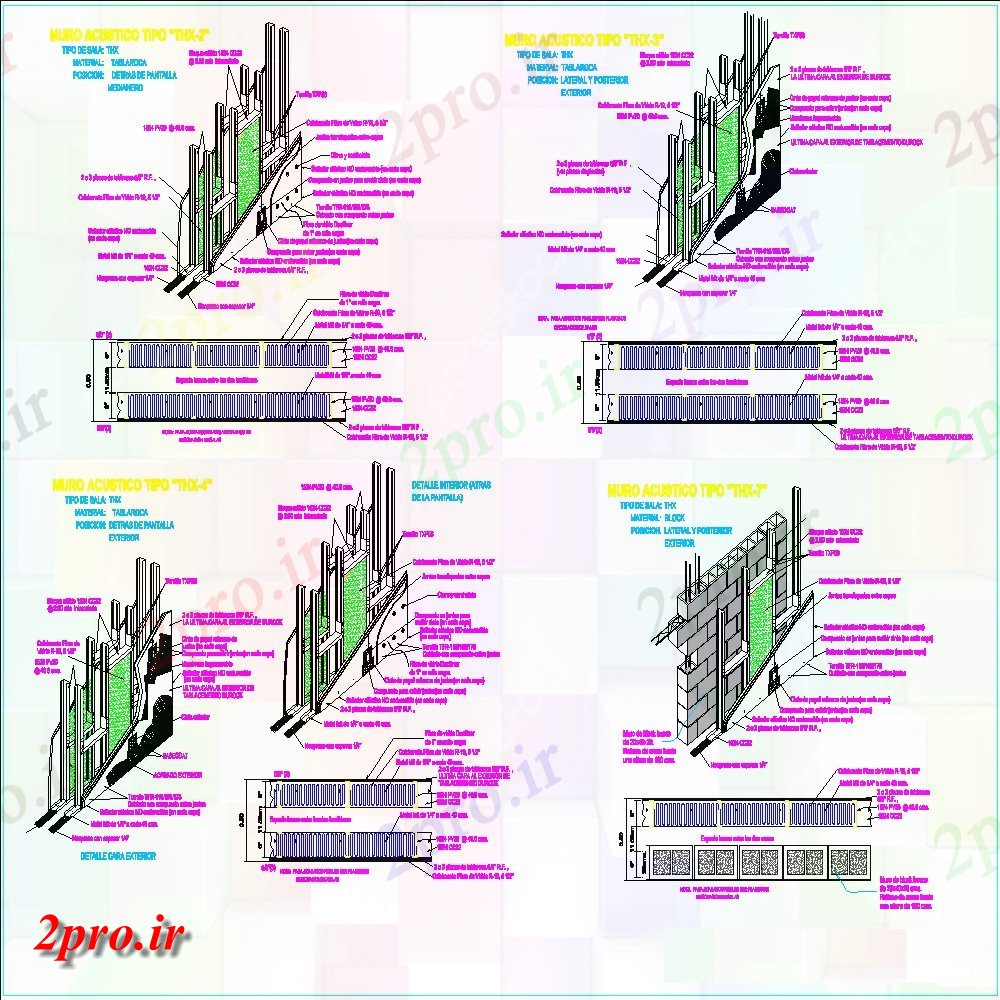 دانلود نقشه جزئیات ساخت و ساز دیوار بخش صوتی و ساخت و ساز خودکار  (کد105320)