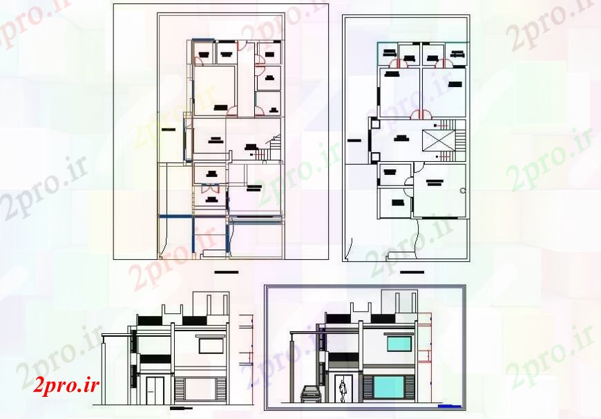 دانلود نقشه مسکونی  ، ویلایی ، آپارتمان  نما ویلا مدرن و طرح (کد105341)