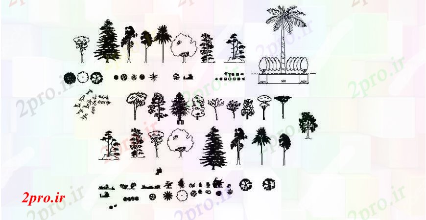 دانلود نقشه درختان و گیاهان درخت دیگر، نهال و بلوک های گیاه گل  (کد105342)