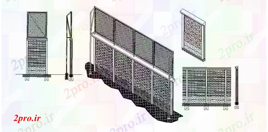 دانلود نقشه طراحی جزئیات ساختار جزئیات ساختار پیش ساخته مش  دیوار طراحی جزئیات  (کد105368)