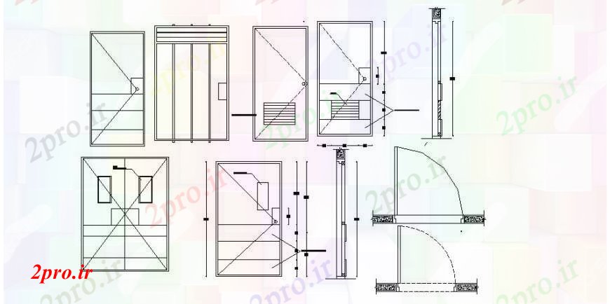 دانلود نقشه جزئیات طراحی در و پنجره  درها را برای مراکز بیمارستانی نما و نصب و راه اندازی  (کد105378)