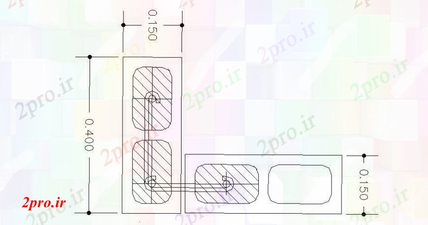 دانلود نقشه طراحی جزئیات ساختار دیوار اتصال بلوک بتن در ساخت و ساز  مربع جزئیات (کد105379)