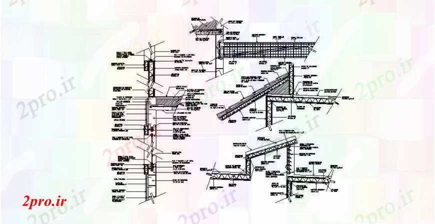دانلود نقشه جزئیات پله و راه پله  دیوار و کاشی پانل بتن  سازنده جزئیات (کد105388)