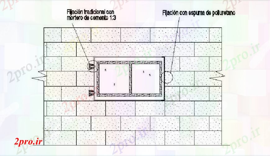 دانلود نقشه جزئیات ساخت و ساز تثبیت و سوراخ در دیوار ساختار سازنده جزئیات طراحی   (کد105393)