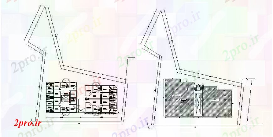 دانلود نقشه مسکونی  ، ویلایی ، آپارتمان  طرحی طبقه آپارتمان   و سایت پلان  (کد105427)