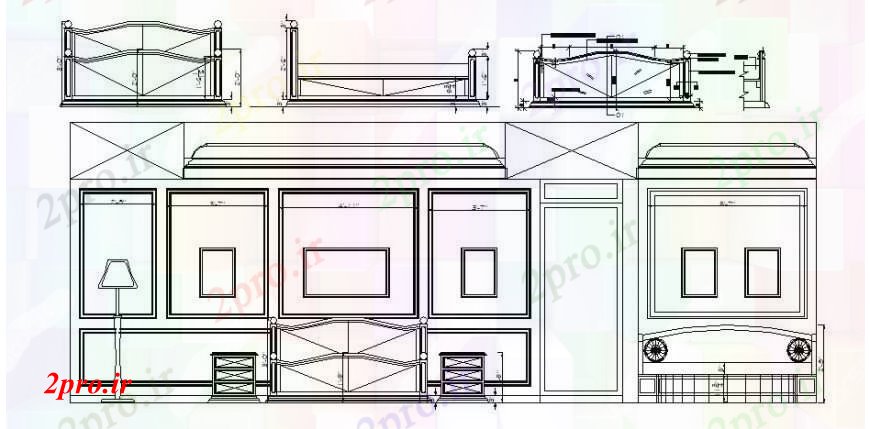 دانلود نقشه حمام مستر نما اتاق خواب با تخت اد خودکار  (کد105429)