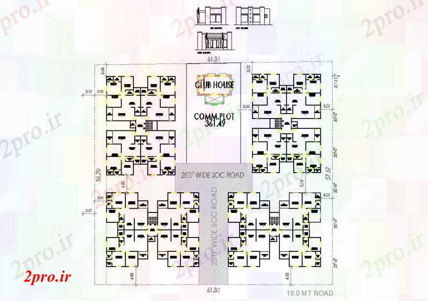 دانلود نقشه مسکونی ، ویلایی ، آپارتمان آپارتمان نما مقطعی جزئیات 19 در 21 متر (کد105441)