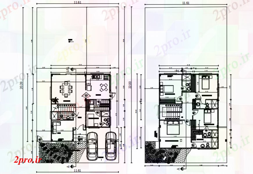 دانلود نقشه مسکونی  ، ویلایی ، آپارتمان  طرحی خانه دوبلکس در  اتوکد (کد105449)