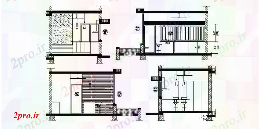 دانلود نقشه آشپزخانه نما آشپزخانه کوچک و طرحی با مبلمان  (کد105460)