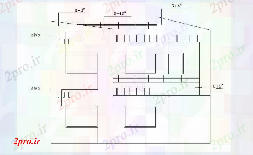 دانلود نقشه مسکونی  ، ویلایی ، آپارتمان  برگشت نما طراحی جزئیات از خانه های مسکونی با  دال (کد105500)