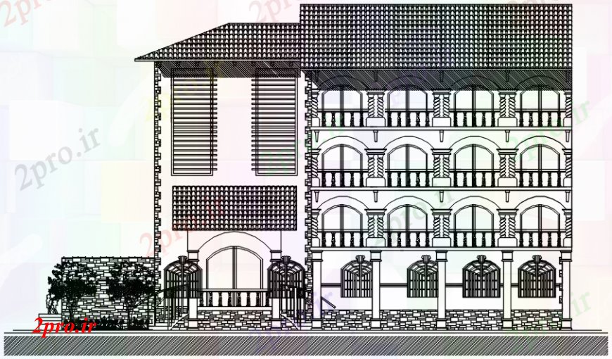 دانلود نقشه ساختمان دولتی ، سازمانی دولت نما ساختمان مقابل 9 در 23 متر (کد105501)