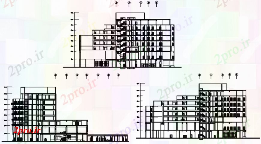 دانلود نقشه هتل - رستوران - اقامتگاه نما هتل در نظر بسیاری از 72 در 80 متر (کد105507)