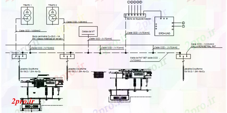 دانلود نقشه اتوماسیون و نقشه های برق طرحی اتصال کابل در نظر الکتریکی  (کد105530)