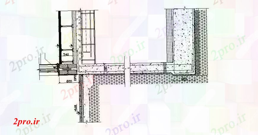 دانلود نقشه طراحی جزئیات ساختار دیواره مخزن  ساختار سازنده طراحی جزئیات  (کد105567)