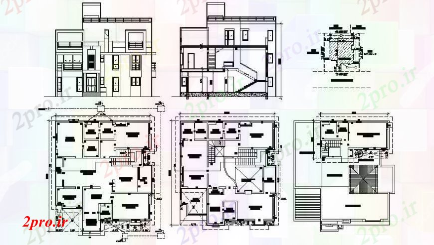 دانلود نقشه مسکونی  ، ویلایی ، آپارتمان  مسکن ویلا نما طراحی جزئیات  دو بعدی  طرحی و بخش در  اتوکد (کد105573)