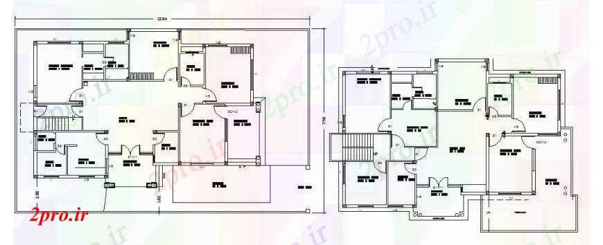 دانلود نقشه مسکونی  ، ویلایی ، آپارتمان  طرحی طبقه طراحی جزئیات از دو دان خانههای ویلایی مدرن (کد105596)