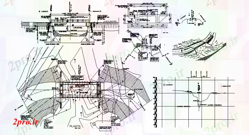 دانلود نقشه جزئیات ساخت پل پل طرحی ساخت و ساز و نما طراحی  دو بعدی   (کد105634)