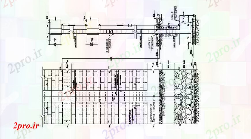 دانلود نقشه طراحی اتوکد پایه بخش و مبنایی سازنده جزئیات برای خانه 43 در 108 متر (کد105647)