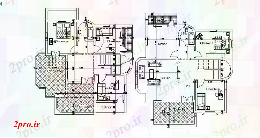 دانلود نقشه مسکونی  ، ویلایی ، آپارتمان  باشگاه زمین خانه و طبقه اول طرحی  (کد105653)