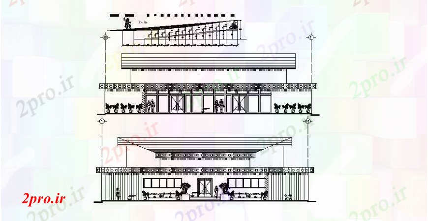 دانلود نقشه تئاتر چند منظوره - سینما - سالن کنفرانس - سالن همایشسالن سالن ساخت و ساز اصلی و پشت نما طراحی جزئیات 27 در 30 متر (کد105657)
