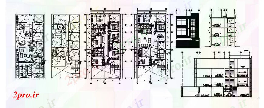 دانلود نقشه مسکونی  ، ویلایی ، آپارتمان  نما خانه، بخش، طرحی طبقه و نصب و راه اندازی برق (کد105679)