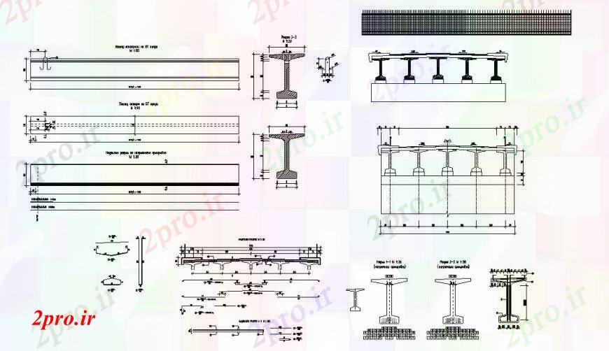دانلود نقشه جزئیات ساخت پل بتن آرمه نما پل، بخش، برنامه ریزی و ساخت و ساز جزئیات  (کد105740)